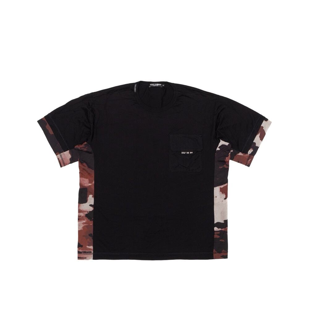 860$ DOLCE & GABBANA Oversize Pocket T-shirt Camouflage Print Black L
